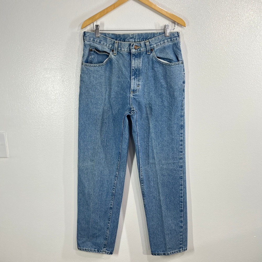 Vintage 90s Lee 205-5591 Relaxed Tapered Jeans 34x32 Made in USA Leather Patch